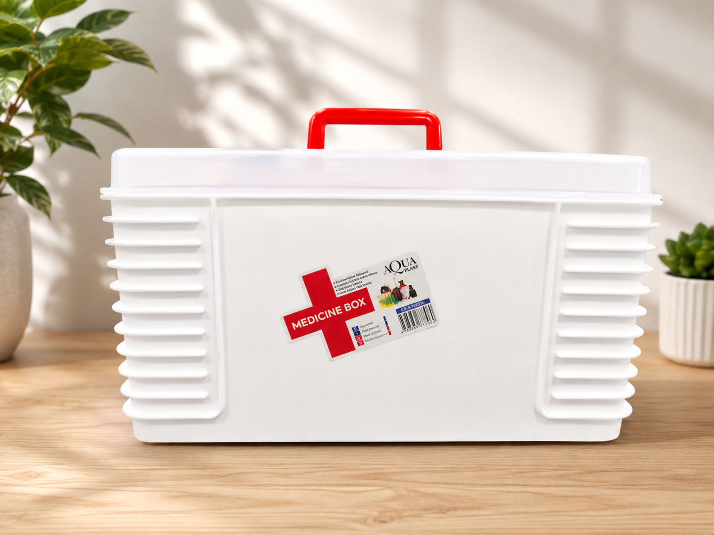 Aquaplast Premium Medicine Box – Portable First Aid Storage Organizer with Secure Locking Lid