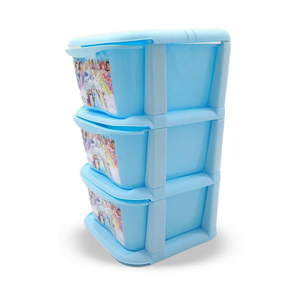 3 Layer Printed Cabinet for Kids | Plastic Toy & Clothes Storage Organizer