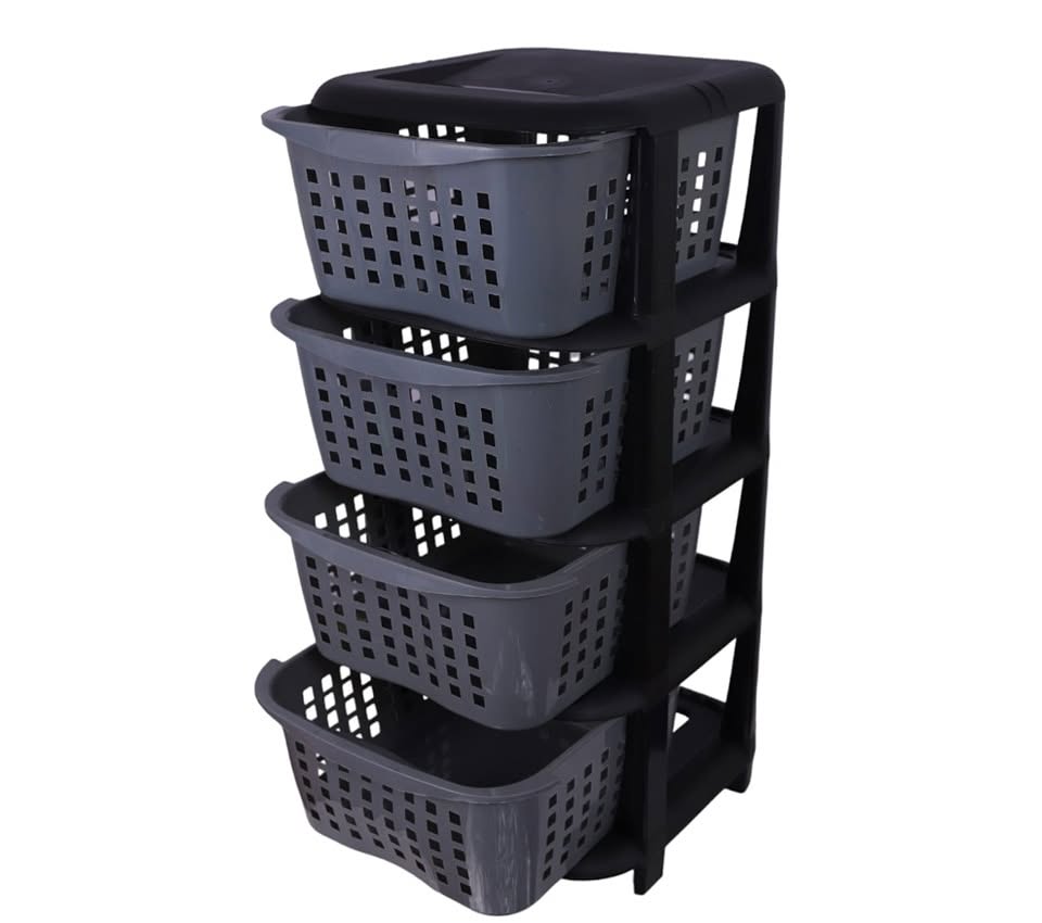 4-Tier Fruit & Vegetable Basket Organizer - Multipurpose Kitchen Counter Plastic Rack