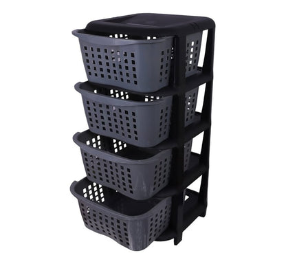 4-Tier Fruit & Vegetable Basket Organizer - Multipurpose Kitchen Counter Plastic Rack
