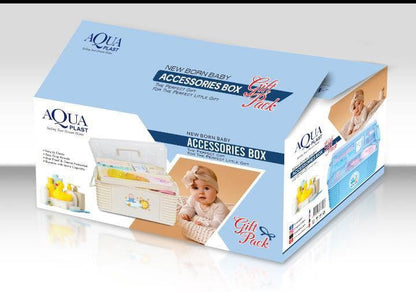 Baby Accessories Storage Box | Multi-Compartment Organizer with Transparent Lid | Portable Baby Care Organizer