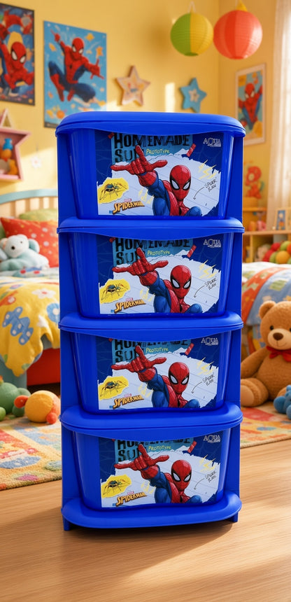 Aquaplast Printed Kids Storage Drawer Organizer | Multi-Layer Plastic Toy Storage Cabinet