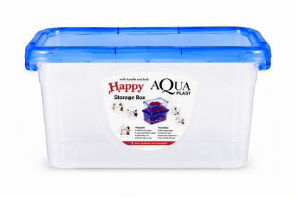 Aquaplast Happy Storage Box with Locking Lid | Premium Plastic Storage Organizer | Small, Medium & Large Sizes