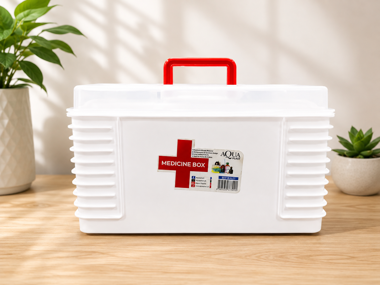 Aquaplast Premium Medicine Box – Portable First Aid Storage Organizer with Secure Locking Lid