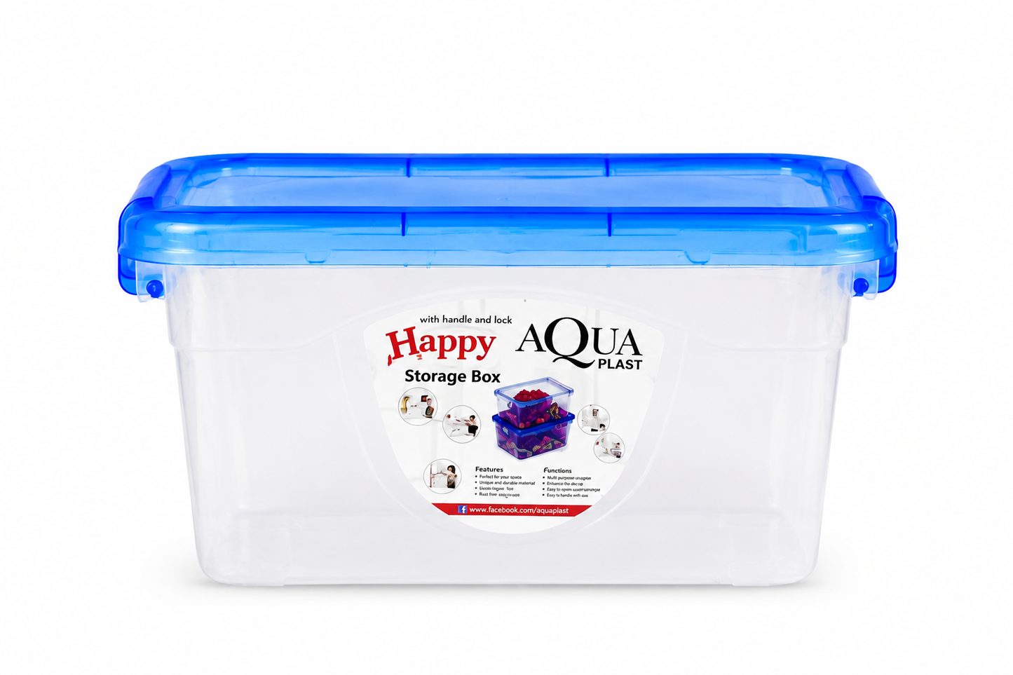 Aquaplast Happy Storage Box with Locking Lid | Premium Plastic Storage Organizer | Small, Medium & Large Sizes
