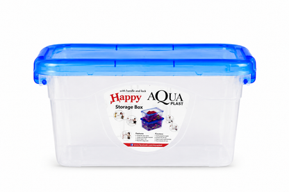 Aquaplast Happy Storage Box with Locking Lid | Premium Plastic Storage Organizer | Small, Medium & Large Sizes