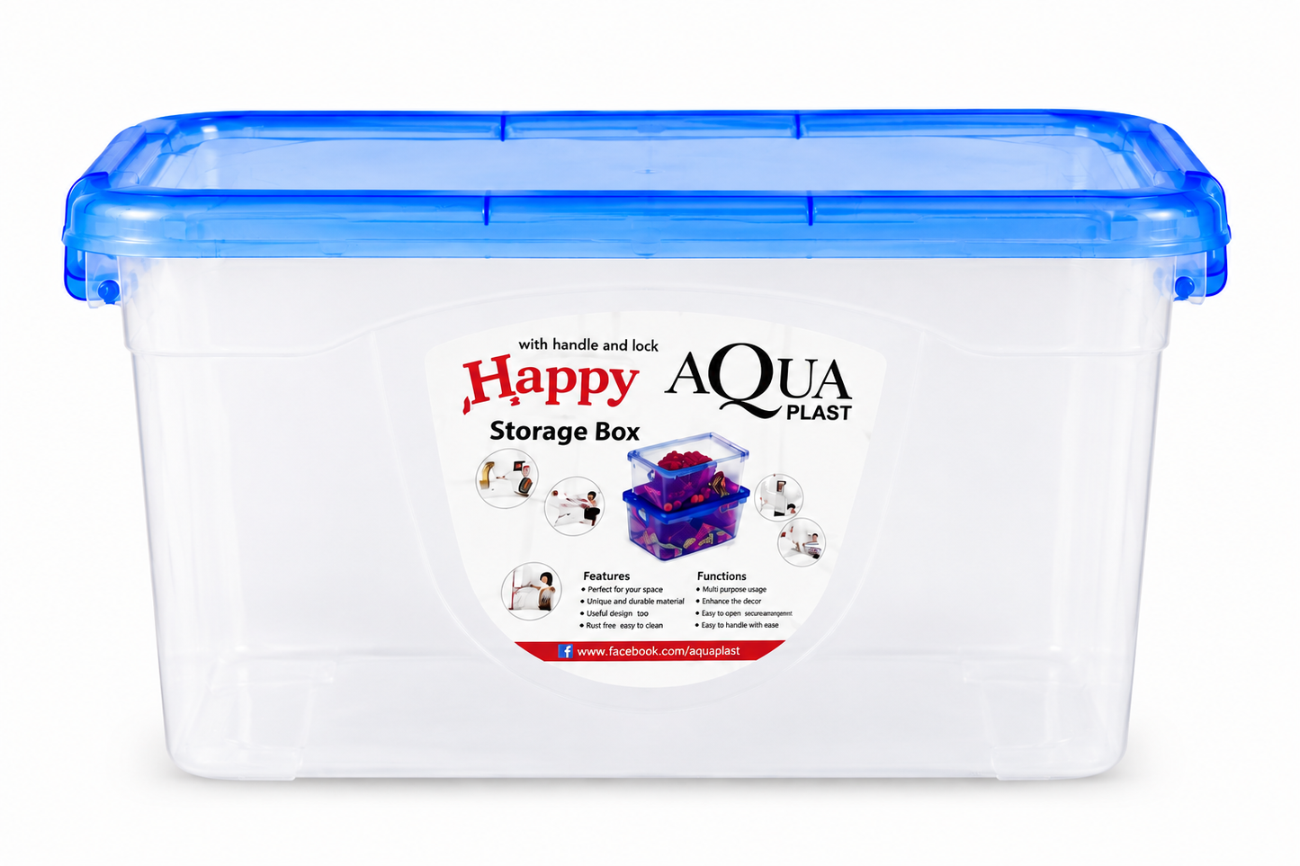 Aquaplast Happy Storage Box with Locking Lid | Premium Plastic Storage Organizer | Small, Medium & Large Sizes