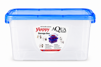 Aquaplast Happy Storage Box with Locking Lid | Premium Plastic Storage Organizer | Small, Medium & Large Sizes
