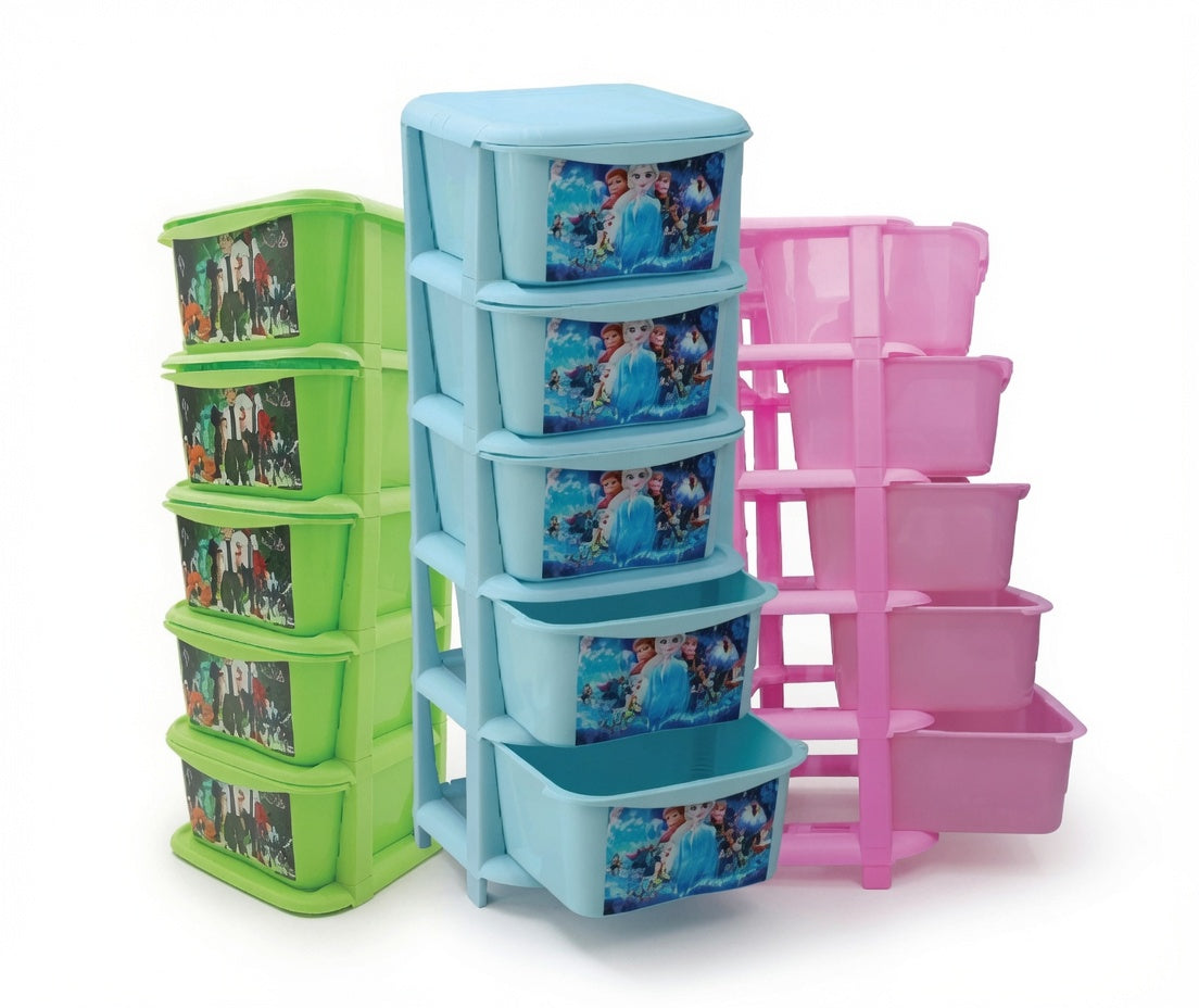 5 Layer Printed Kids Storage Drawer Organizer - Toy Box, Jewelry & Home Organizer (Multi Color)