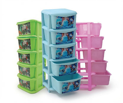 5 Layer Printed Kids Storage Drawer Organizer - Toy Box, Jewelry & Home Organizer (Multi Color)