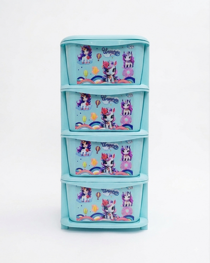 Aquaplast Printed Kids Storage Drawer Organizer | Multi-Layer Plastic Toy Storage Cabinet