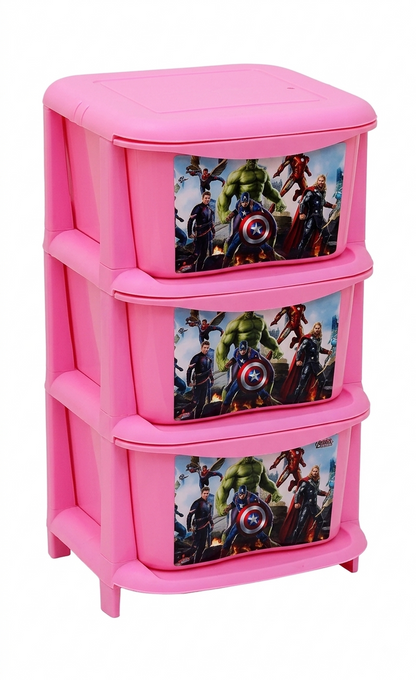 Aquaplast Printed Kids Storage Drawer Organizer | Multi-Layer Plastic Toy Storage Cabinet