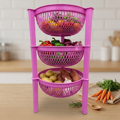 3 Layer Vegetable Basket Stand | BPA-Free Plastic Kitchen Storage Rack for Fruits, Onions & Vegetables  Alternative Title