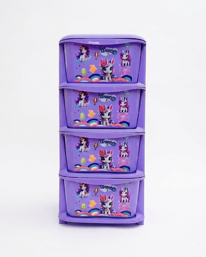 Aquaplast Printed Kids Storage Drawer Organizer | Multi-Layer Plastic Toy Storage Cabinet