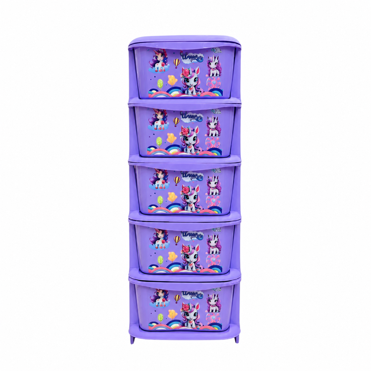 Aquaplast Printed Kids Storage Drawer Organizer | Multi-Layer Plastic Toy Storage Cabinet