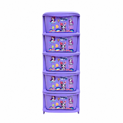Aquaplast Printed Kids Storage Drawer Organizer | Multi-Layer Plastic Toy Storage Cabinet