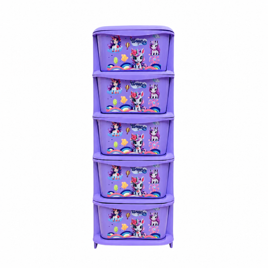 Aquaplast Printed Kids Storage Drawer Organizer | Multi-Layer Plastic Toy Storage Cabinet