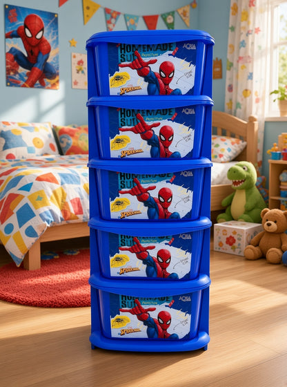 Aquaplast Printed Kids Storage Drawer Organizer | Multi-Layer Plastic Toy Storage Cabinet
