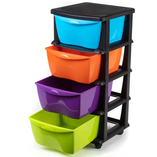 4 Layer Storage Drawer Cabinet – Multicolor Organizer with Wheels