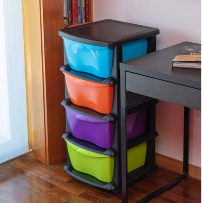 Aquaplast Plastic Storage Drawer Organizer – Multi-Color Kids Toy & Clothes Storage Cabinet