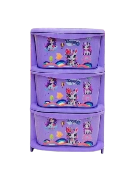 Aquaplast Printed Kids Storage Drawer Organizer | Multi-Layer Plastic Toy Storage Cabinet