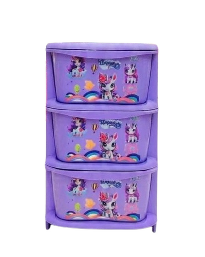 Aquaplast Printed Kids Storage Drawer Organizer | Multi-Layer Plastic Toy Storage Cabinet
