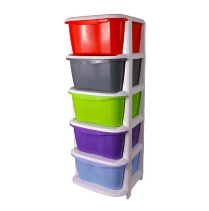 5 Layer Plastic Storage Drawer Organizer – Multi-Color Kids Toy & Clothes Storage Cabinet