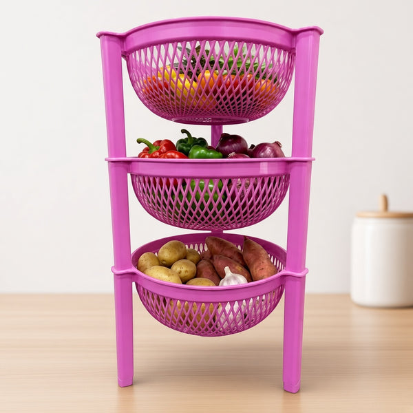 3 Layer Vegetable Basket Stand | BPA-Free Plastic Kitchen Storage Rack for Fruits, Onions & Vegetables  Alternative Title