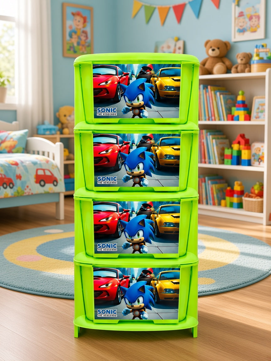Aquaplast Printed Kids Storage Drawer Organizer | Multi-Layer Plastic Toy Storage Cabinet