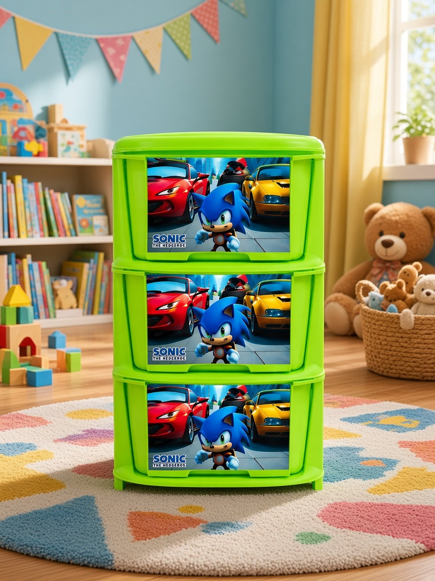 Aquaplast Printed Kids Storage Drawer Organizer | Multi-Layer Plastic Toy Storage Cabinet