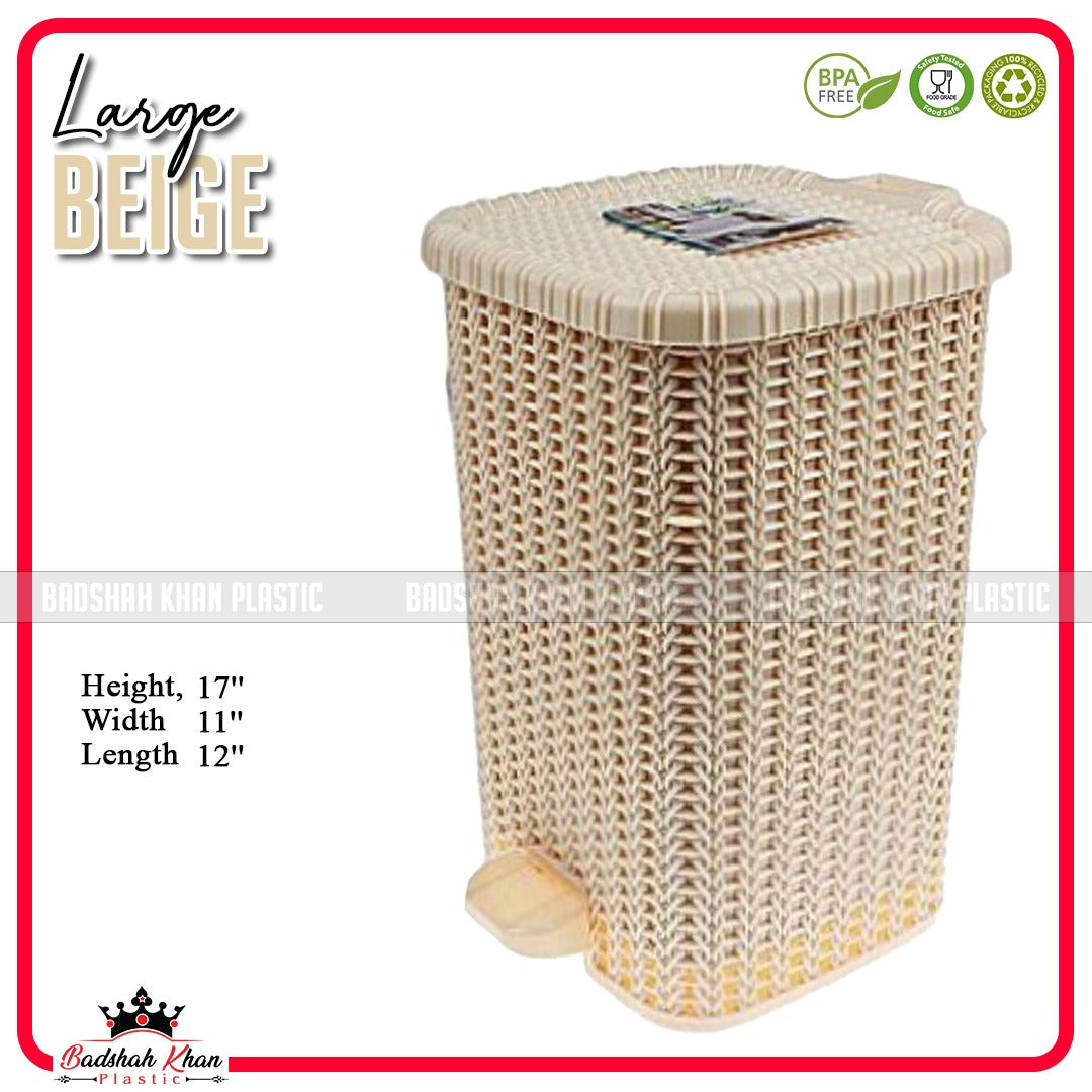 Luxury Knit & Knot Pedal Dustbin – BPA Free Plastic Trash Can