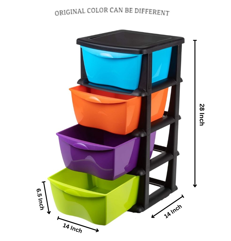 Plastic 4 Drawer Storage Box – Kids Toy & Clothes Organizer