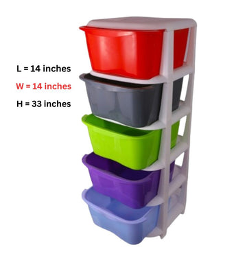5 Drawer Plastic Storage Organizer – Multicolor Cabinet Box