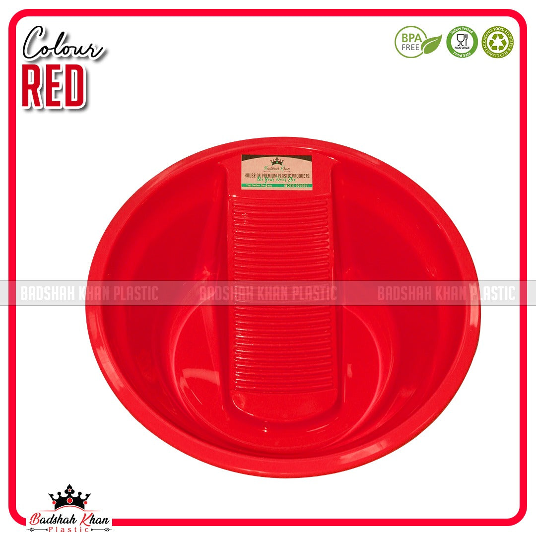 Laundry Wash Tub with Washboard – Plastic Clothes Washing Basin