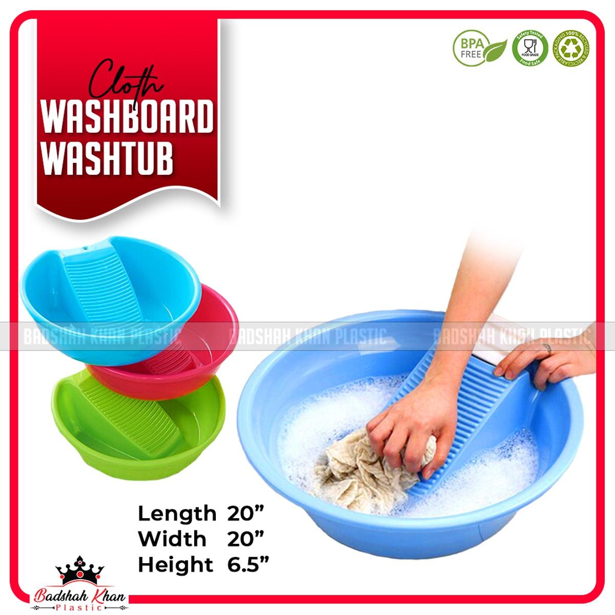 Laundry Wash Tub with Washboard – Plastic Clothes Washing Basin