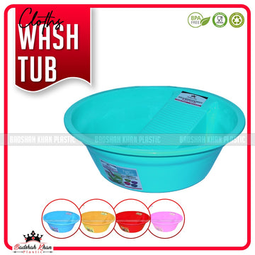 Laundry Wash Tub with Washboard – Plastic Clothes Washing Basin