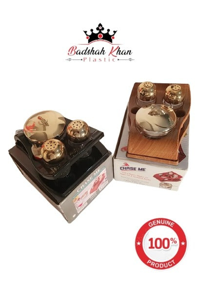 5 Pcs Wood Style Salt & Pepper Shaker Set with Sugar Pot