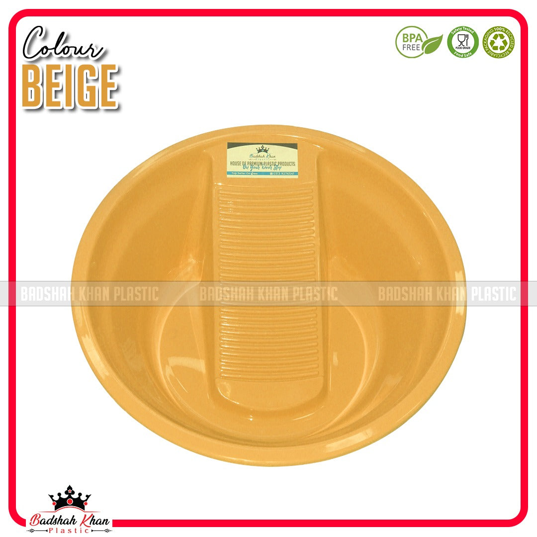 Laundry Wash Tub with Washboard – Plastic Clothes Washing Basin