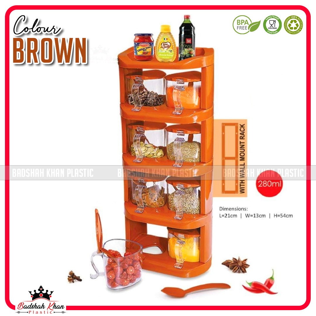 8 Pack Masala Jar Set – Spice Box with Automatic Lid