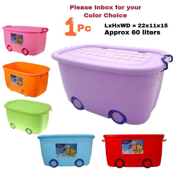 Kids Toy Storage Box with Wheels – Large Plastic Container with Lid